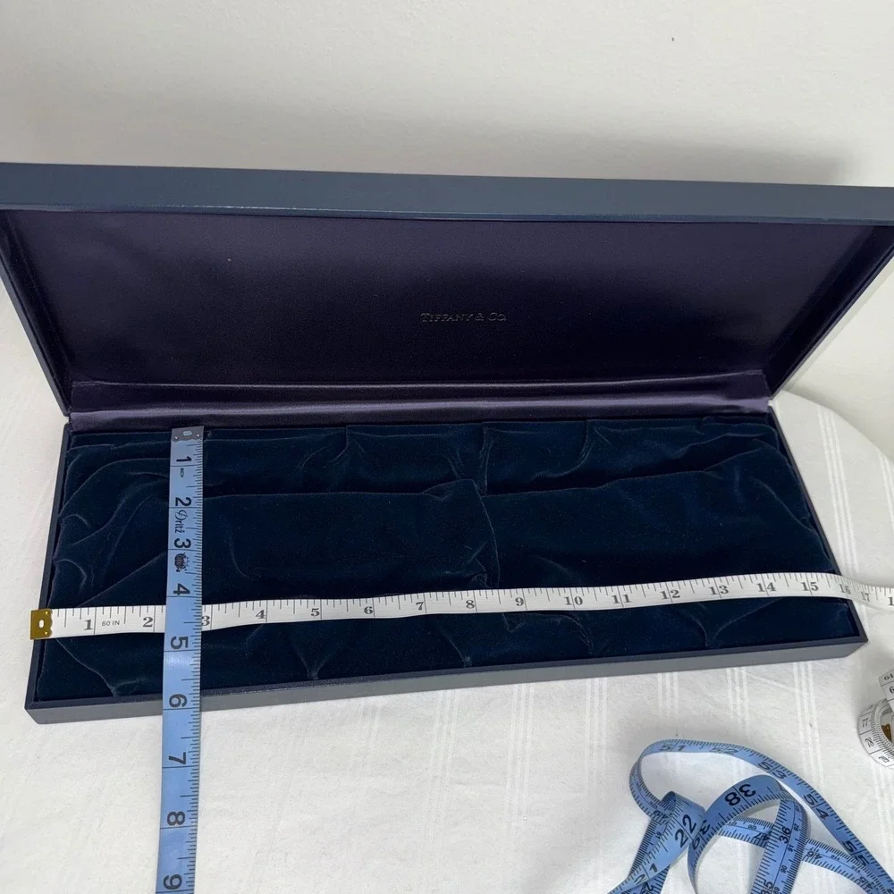Tiffany & Co Navy Blue Velvet Flatware Jewelry Presentation Box Purple Satin